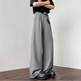 WIAOFELLAS  -  New Simple Men's Suit Pants Drape Striped Design Pleated Contrast Color Straight Wide Leg Male Trousers All-match