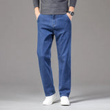 Wiaofellas  -  Spring New Baggy Jeans Men's Classic Solid Casual Fashion Large Pants Men's Clothing Denim Straight Leg Pants