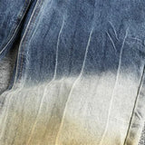 WIAOFELLAS  -  Patchwork fashion tie dye men's jeans loose straight leg American high street trend youth spring and autumn pants