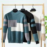 WIAOFELLAS  -  Fake Two Sweaters Men Autumn-winter New Thick Warm Contrast Color Sweater Men Shirt Collar Sweater Men  Pullover  New Products