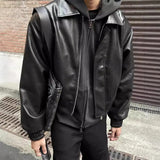 WIAOFELLAS  -  Streetwear Vintage PU Leather Jacket Coat Men Autumn Winter Casual Lapel Zip-up Jackets For Mens Outdoor Fashion Leather Coats