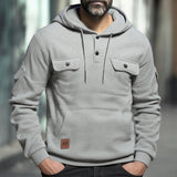 WIAOFELLAS  -  New Autumn and Winter Workwear Pullover Men's Hoodie Retro Multi Pocket Fashionable Casual Commuting Loose Sports Plus Size Top