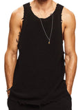 Wiaofellas  -  Hip Hop O Neck Straps Ripped Tank Tops Men Streetwear Fashion Solid Color Slim Vest Mens Summer Trendy Sleeveless Camisoles