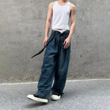 WIAOFELLAS  -  Mens Long Pants Washed Contrasting Casual Jeans Seasonal Streetwear Daily  No Ironing Straight Leg Pants Men's Clothing Unisex
