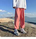 WIAOFELLAS  -  Trendy White Dstring Trousers for Men Casual Loose Fit Low Waist Long Pants Youthful Energy Sle Summer Thin Material