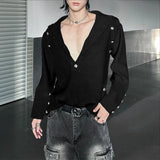 Wiaofellas  -  Men Shirt Solid Color Stand Collar Long Sleeve Button Men Clothing Streetwear Loose Fashion Casual Tops Camisas