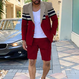 Wiaofellas  -  Mens Clothing Summer Single-Breasted Outfits Men Business Office Short Pants Suit Fashion Casual Long Sleeve Two Piece Sets