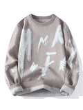 Wiaofellas  -  Men Vintage Sweater Round neck Knitted long-sleeved Sweaters Pullovers Autumn winter Streetwear Fashion Retro Casual Sweaters