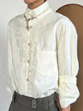 Wiaofellas  -  Spring Fashion Mens Jacquard Shirt Tops Vintage Florals Embroidery Design Button Stand Collar Shirts Men Casual Cardigans