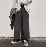 WIAOFELLAS  -  Wide Leg Pants Men Drape Straight Loose Harajuku Vintage Japan Style Ankle-length Trousers Cozy Versatile Black Pantalones Male