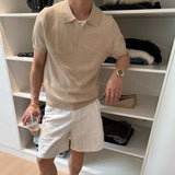Wiaofellas  -  Summer Old Money Style Ice Silk Knit Polo Shirt Men Seagull Collar Thin Breathable Short Sleeve Casual T shirt