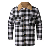 Wiaofellas  -  Men's Fashion Plaid Cardigan Casual Blouse Tops Coat Mens Synthetic down Vest Style Fleece Jacket Men