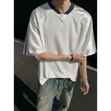 WIAOFELLAS  -  Summer Short Sleeved T-shirt Men Oversized Fashion V-neck T Shirt Men Streetwear Korean Loose Pullover T Shirt Mens Top M-3XL