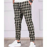 WIAOFELLAS  -  Plus Size S-3XL Men Plaid Joggers Pants Spring Autumn Fashion Casual DElastic Waist Slim Street Hip hop Black Grey Khaki Blue