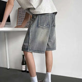 WIAOFELLAS  -  New Fashion Men's Do Old Design Wash Straight Denim Shorts Vintage Summer High-waisted Loose Short Pants Male