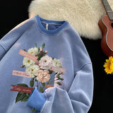 WIAOFELLAS  -  Vintage Floral Graphic Men Sweatshirt Spring Autumn Gothic Round Neck Pullover Hip Hop Streetwear Y2k Sweatshirts