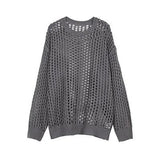 Wiaofellas  -  Mens Hollow-Out Niche Color-Blocked Knitwear Streetwear Fashion Youth Trend Couple Long-Sleeved Top Men'S Clothing 2026 New