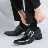 WIAOFELLAS  -  Luxury Green High Heel Shoe Men Fashion Platform Moccasin Wedding Man Shoes Size 46 Leather Pointed Toe Formal Shoes Gentleman