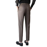 Wiaofellas  -  Men's Light Luxury Button-down Draped Baggy Suit Pants Casual Solid Color Straight Premium Elegant Korean Popular Leisure Pants