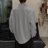 WIAOFELLAS  -  Men Shirt Solid Color O-neck Long Sleeve Casual Men Clothing Streetwear Loose Korean Style Shirt Fashion Male Tops S-5XL