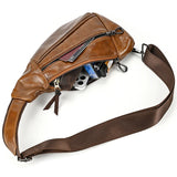 WIAOFELLAS  -  Soft Cow Leather Men's Chest Bag Genuine Leather Men's Chest Pack Small Crossbody Sling Bag Anti Theft Chest Bag Men Coffee
