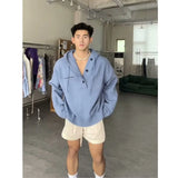 WIAOFELLAS  -  Hooded turtleneck sweater men's autumn and winter loose lazy style sweater retro thickened sweater jacket