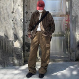 WIAOFELLAS  -  Spring and Autumn Fashion Loose Shirt Men's American Street Silhouette Retro College Style Handsome Y2K Long Sleeve Top Men