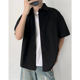 Wiaofellas  -  Summer Thin Pure Cotton Short Sleeve Casual Loose Shirt for Men Youth Trendy Brand Japanese Hong Kong Style Loose Shirt