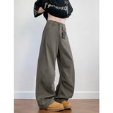 Wiaofellas  -  Men's Loose Fit Casual Pants 2026 M-5XL Plain Color Wide Leg Comfortable Blend Urban Streetwear Daily Wear Black White