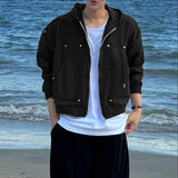 WIAOFELLAS  -  Men Hoodies Solid Color Zipper Hooded Long Sleeve Casual Male Sweatshirts Streetwear Spring 2026 Fashion Outerwear Men