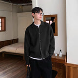 WIAOFELLAS  -  Autumn and Winter Thick Sweater Jacket Men's Solid Color Loose and Handsome Knitted Cardigan Casual Neutral Style