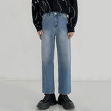 Wiaofellas  -  Winter Autumn Blue Jeans Men Loose Straight Tide Ins Ankle-length Denim Pants Handsome Male Straight Trousers Korean 2D0225