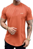 Wiaofellas  -  Men's Short Sleeve Sport T-Shirt Summer Solid Color Roung Neck Gym Slim Tees Youth Casual Breathe Running Top