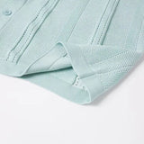 WIAOFELLAS  -  Summer Men's Knit Lapel Striped Polo Shirt Solid Short Sleeve Fashion Light Luxury Popular Clothing Retro Knitwear Tops M-3XL