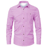 WIAOFELLAS  -  Casual Shirt Plaid Print Top Basic Men'S Long Sleeve Single Breasted Casual Versatile Lapel Basic Suitable For Work Daily Wear