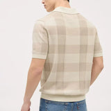 WIAOFELLAS  -  Summer New Fashion Men Knitted Polo Shirt  Stripes Patchwork Tees Turn-down Collar Short Sleeve Tops Casual Men Polos Shirts