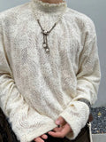 WIAOFELLAS  -  Japanese Half Collar Lace Base Pullovers New Unisex Style Knitted Long Sleeved T-shirt Men Hollowed Out Temperament Thin Sweater