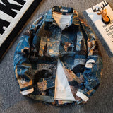 WIAOFELLAS  -  Vintage Oil Painting Shirts For Men Spring Autumn Long Sleeve 3D Pattern Print Top Fashion Advanced Shirt Art Student Streetwear