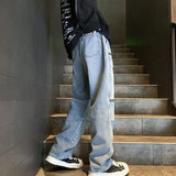 WIAOFELLAS  -  Spring Autumn New American Retro Jeans Washed Overalls Y2K High Waist Multi Pocket Loose Street Hip Hop Casual Men S Wear