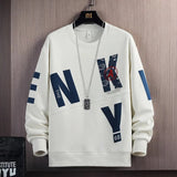 Wiaofellas White, Black, Green, Crewneck Hoodie Men's Spring New Loose Hoodless Long Sleeves