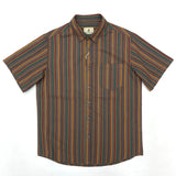 WIAOFELLAS  -  Vintage national style shirt men's cotton color striped port style loose vintage short-sleeved shirt