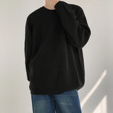 WIAOFELLAS  -  Casual Textured Sweater Mens Knit T Shirts Long Sleeve O Neck Solid Color Bottoming Tops Men Autumn Daily Leisure Knitted Jumper