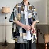 WIAOFELLAS  -  Summer New Turn-down Collar Fashion Short Sleeve Shirt Man Harajuku Casual Loose Button Cardigan Y2K Printing Pure Cotton Blouse