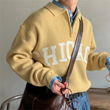 WIAOFELLAS  -  Autumn and winter long-sleeved sweater pullover jacket men's loose letters Korea Dongdaemun men's fashion