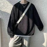 WIAOFELLAS  -  T-shirts Men Advanced Fashion Simple Streetwear O-neck Daily Korean Style Charming Youthful Chic All-match Casual Loose College