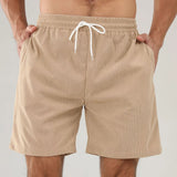 Wiaofellas  -  Spring Summer Fashion Corduroy Shorts Men Solid Color Simple Sports Training Casual Shorts Leisure Drawstring Mens Shorts