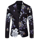 WIAOFELLAS  -  Mens Floral Print Blazer Jacket Men Korean Trend Streetwear Hip Hop Casual Suit Male Slim Fit Blazers Masculino Homme Coat