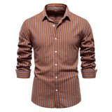 WIAOFELLAS  -  Autumn New Men's Versatile Fashion Stripe Long Sleeved Shirt