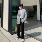 WIAOFELLAS  -  Black Gray Suit Pants Men Fashionable Social Mens Dress Pants Korean Loose Casual Straight Trousers Mens Office Formal Pants