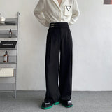 WIAOFELLAS  -  Black Suit Pants Men Oversized Fashion Social Mens Dress Pants Korean Loose Straight Wide Leg Pants Mens Office Formal Trousers